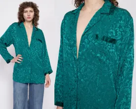 80s Victoria's Secret Jade Green Gold Crown Label Lounge Top - Small