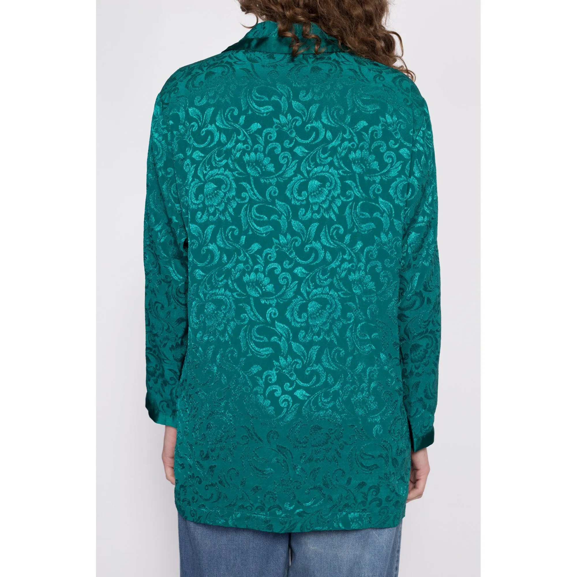 80s Victoria's Secret Jade Green Gold Crown Label Lounge Top - Small