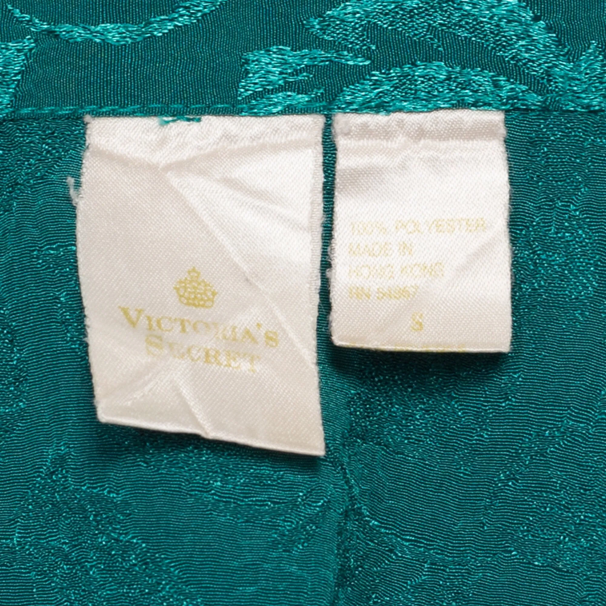 80s Victoria's Secret Jade Green Gold Crown Label Lounge Top - Small