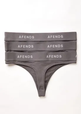 AFENDS Womens Molly - G-String Briefs 3 Pack - Steel