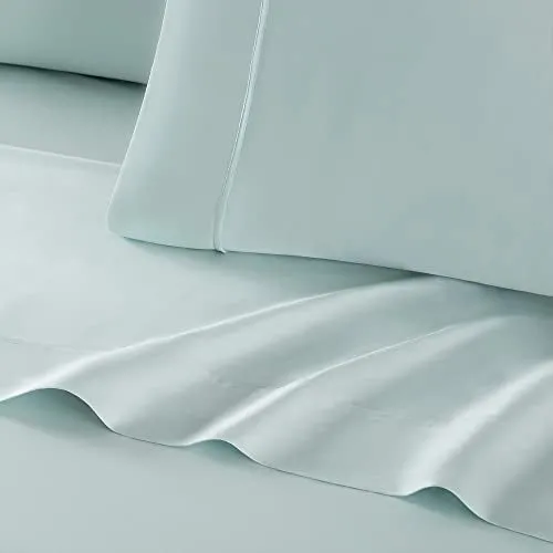 Aston & Arden Tencel Sheets Set - Eco-Friendly Eucalyptus, Ultra Soft, Silky & Cool, Breathable, Sustainable Sourced, 4-Piece Bed Sheet Sets with Pillowcases, Queen, Sky Blue