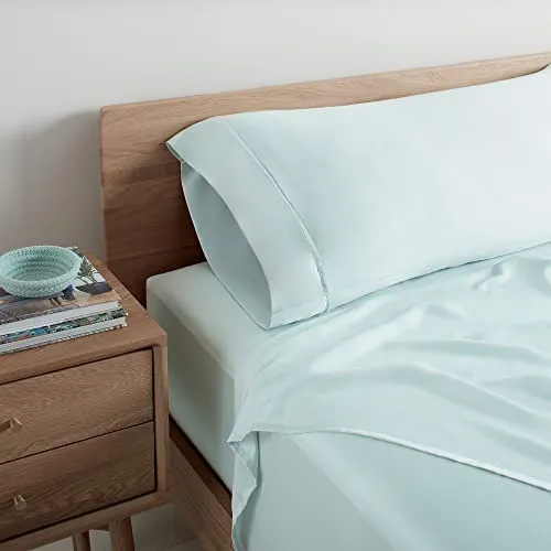 Aston & Arden Tencel Sheets Set - Eco-Friendly Eucalyptus, Ultra Soft, Silky & Cool, Breathable, Sustainable Sourced, 4-Piece Bed Sheet Sets with Pillowcases, Queen, Sky Blue