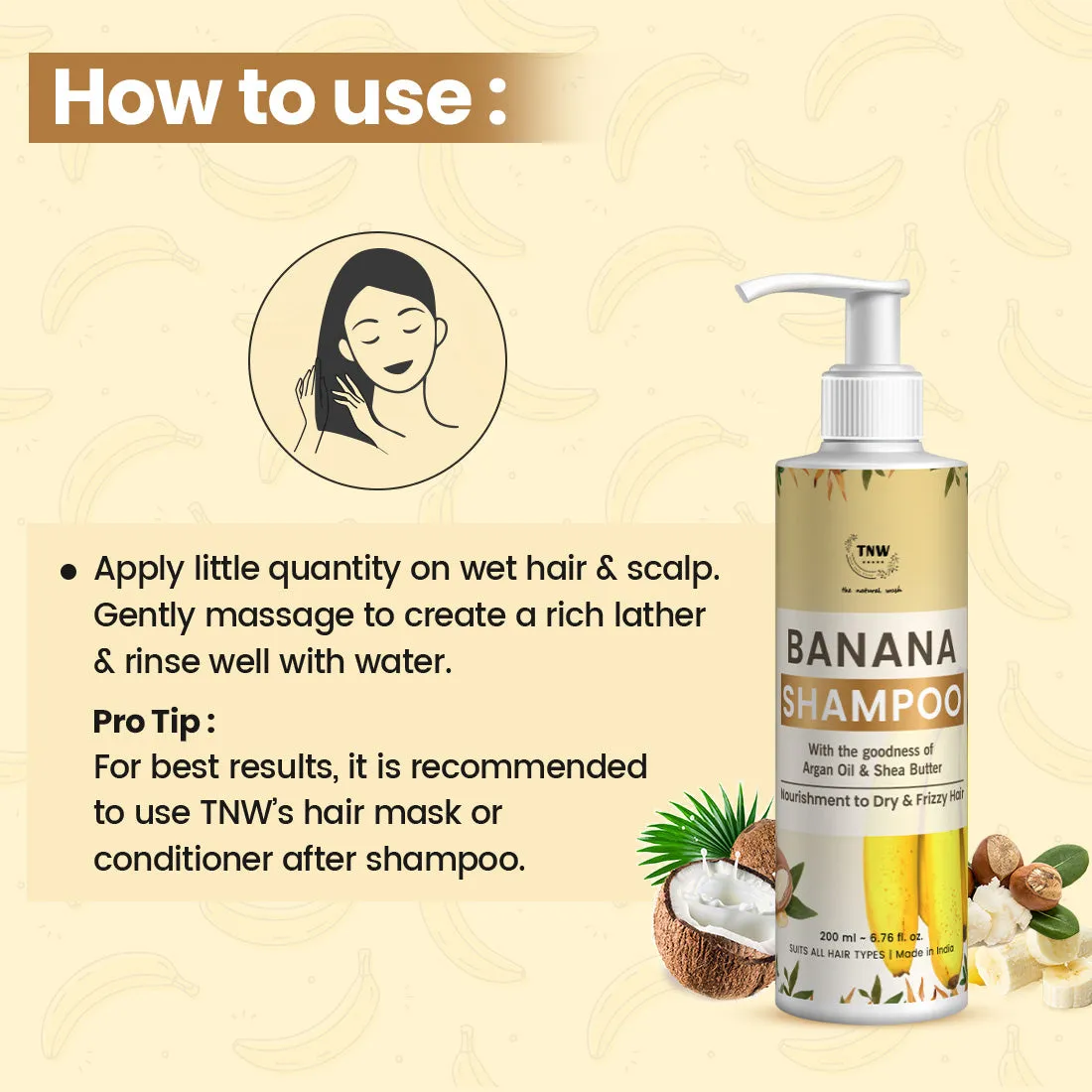 Banana Shampoo (Anti-Frizz Shampoo with Natural Ingredients).