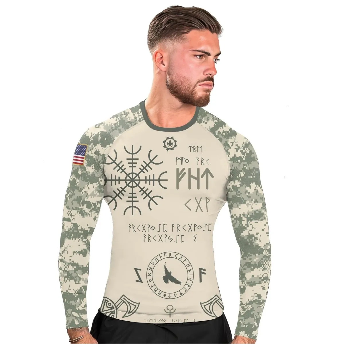 BattleFitGear Army Veteran Viking Men's Long Sleeve Rash Guard