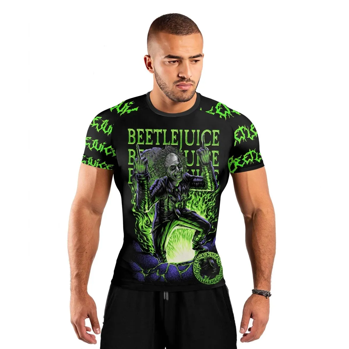 Beetlejuice Is Back Men's Short Sleeve Rash Guard
