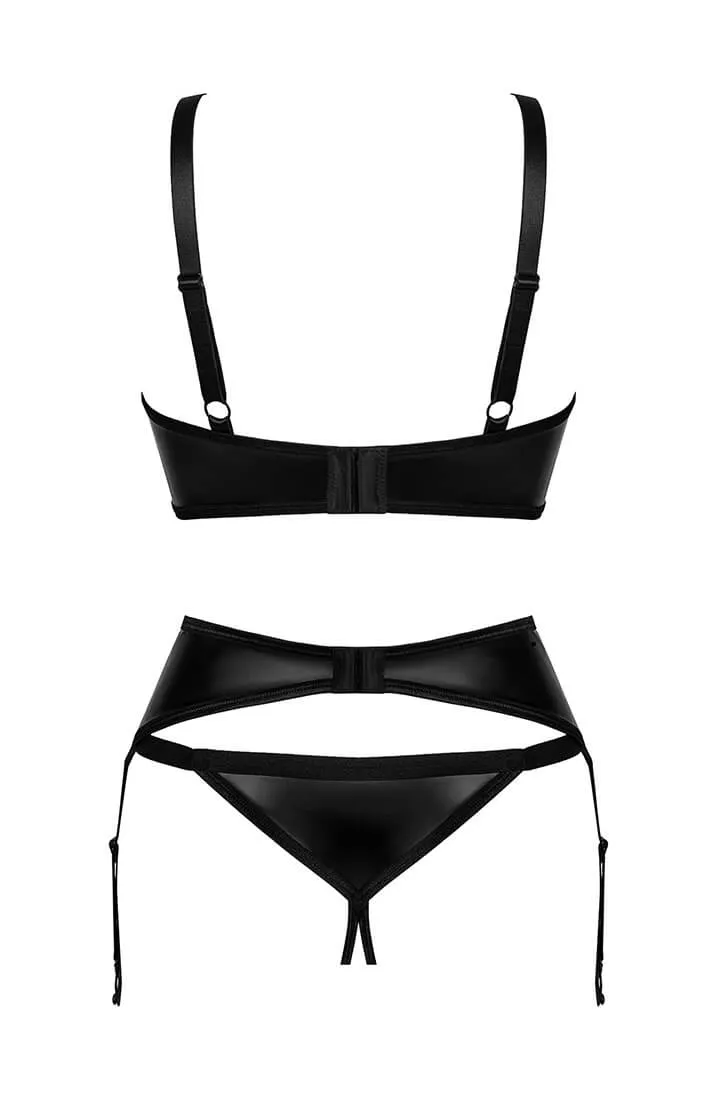 Black cut-out 3 pc lingerie set - Coax Them Closer