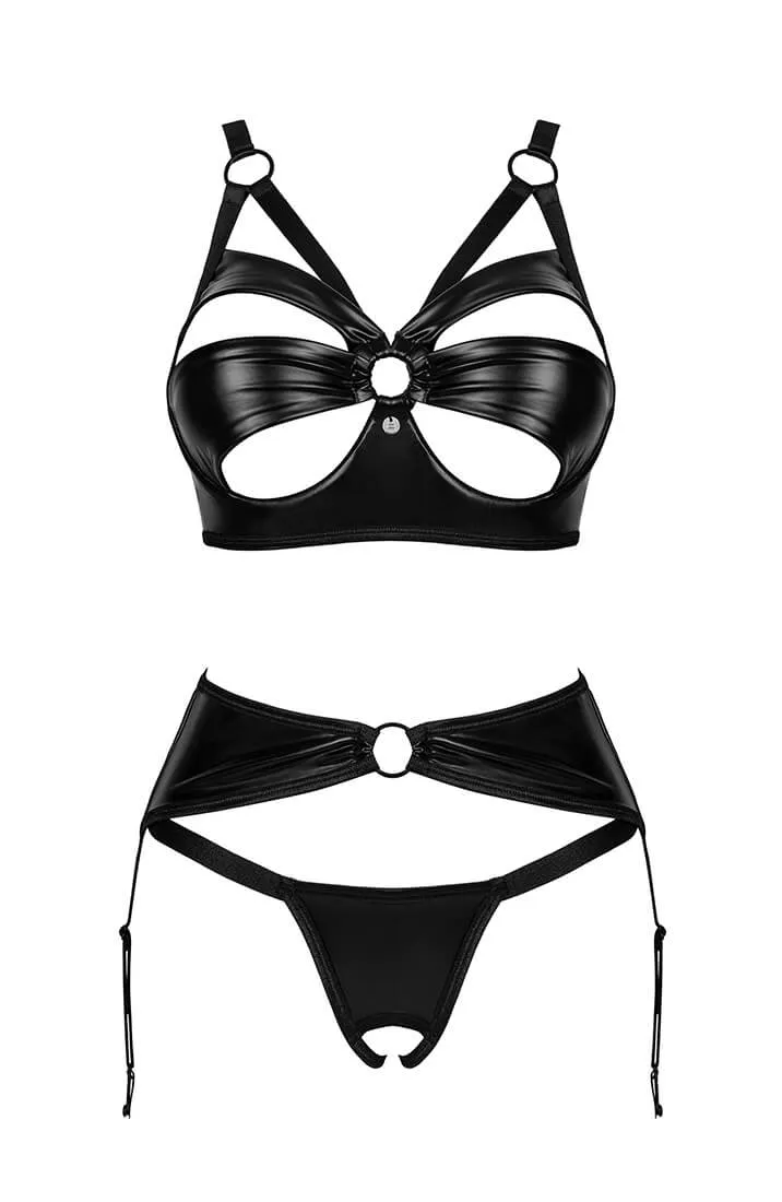 Black cut-out 3 pc lingerie set - Coax Them Closer