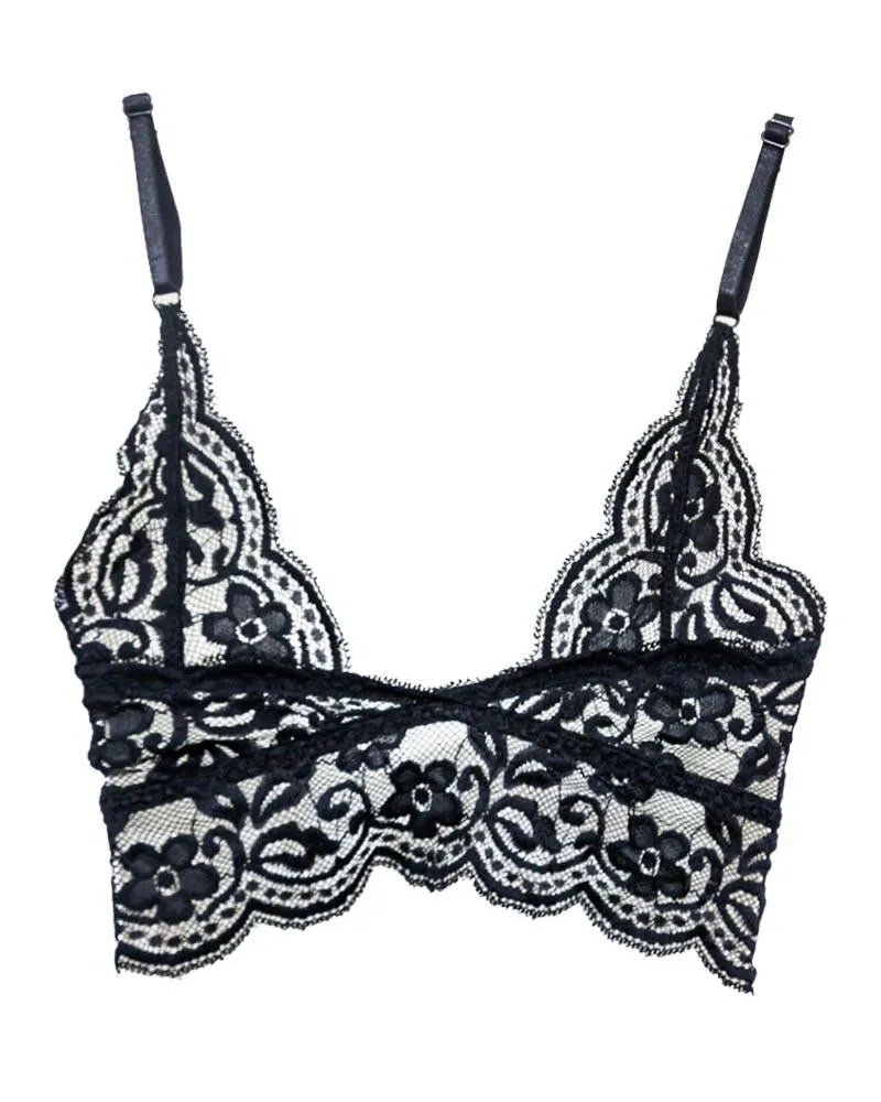 Black Sexy Lace Cotton Bra 9265