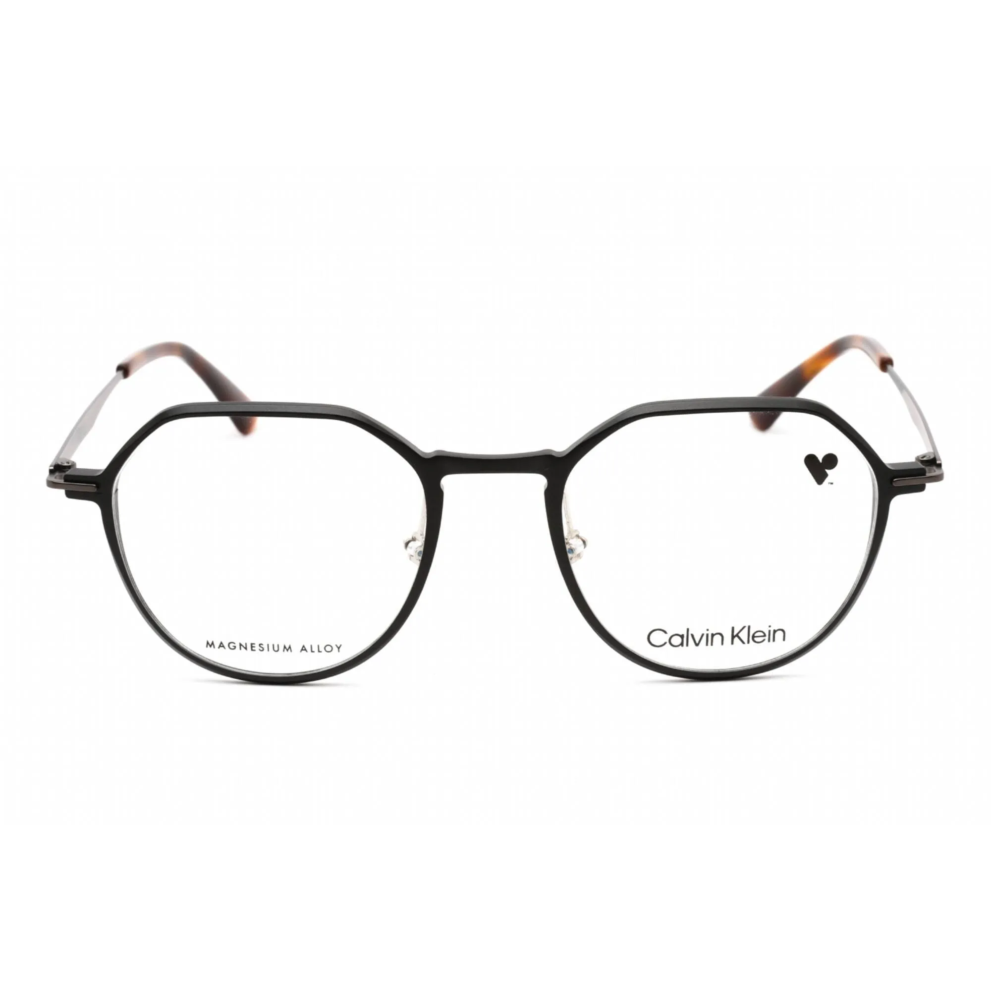 Calvin Klein Unisex Eyeglasses - Clear Demo Lens Black Metal Round Frame | CK22100 001