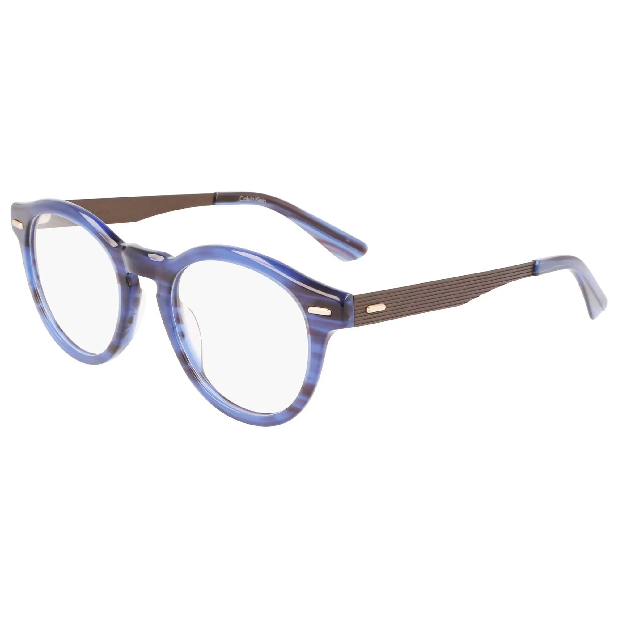 Calvin Klein Unisex Eyeglasses - Full Rim Blue/Black Round Shape Frame | CK21518 438
