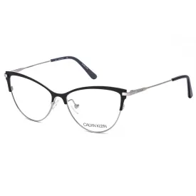 Calvin Klein Women's Eyeglasses - Black Cat Eye Metal Frame Clear Lens | CK19111 001