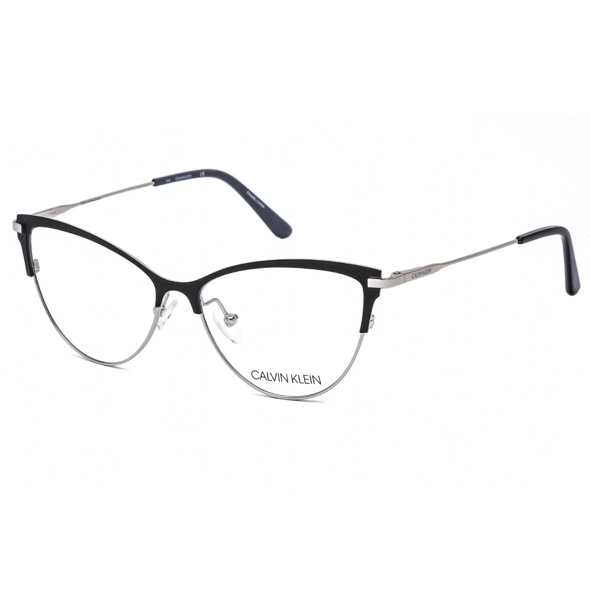 Calvin Klein Women's Eyeglasses - Black Cat Eye Metal Frame Clear Lens | CK19111 001