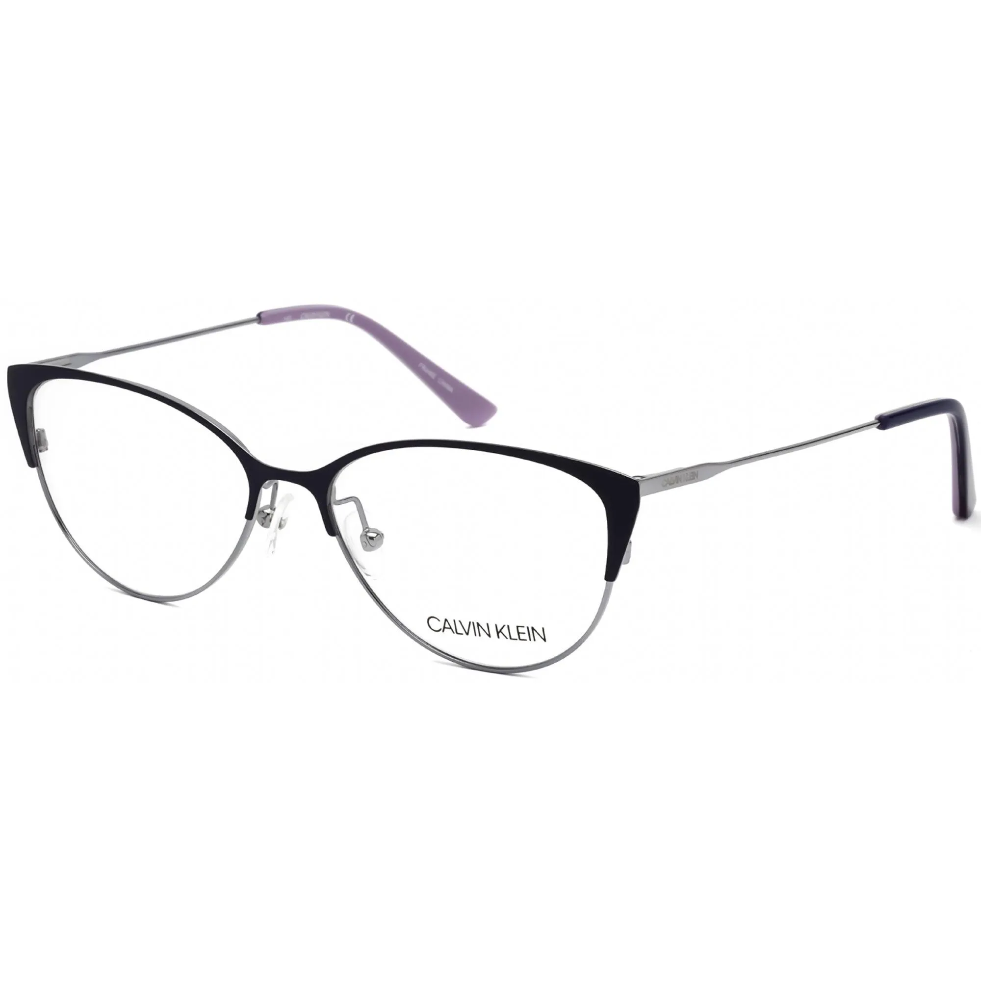 Calvin Klein Women's Eyeglasses - Satin Indigo Cat Eye Metal Full Rim | CK18120 408