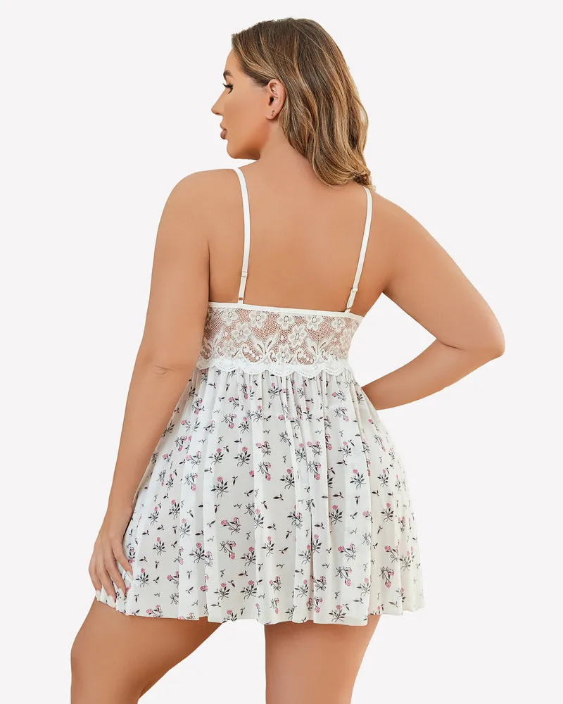 Christmas Plus Size Lace Babydoll