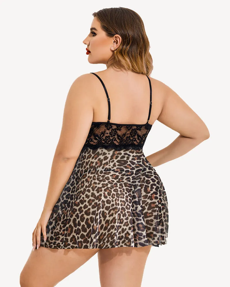 Christmas Plus Size Lace Babydoll
