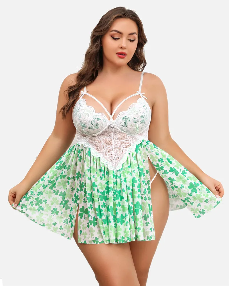 Christmas Plus Size Lace Babydoll