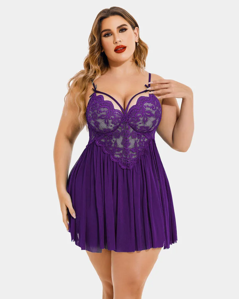Christmas Plus Size Lace Babydoll