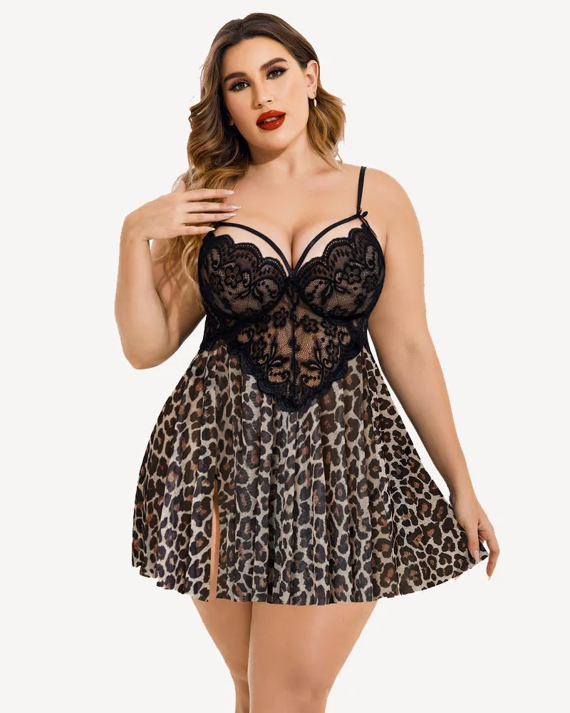 Christmas Plus Size Lace Babydoll