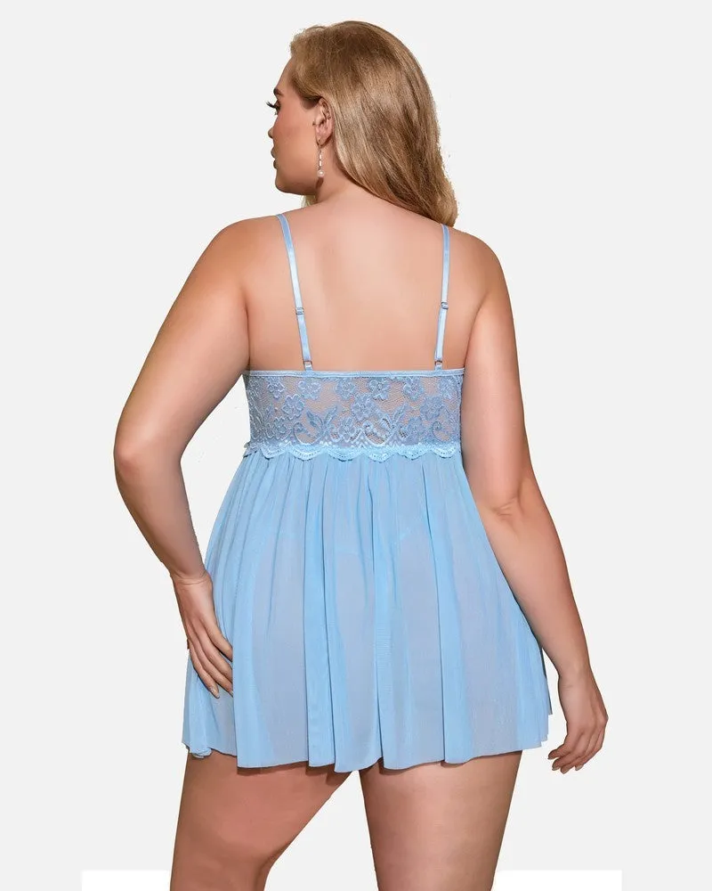 Christmas Plus Size Lace Babydoll