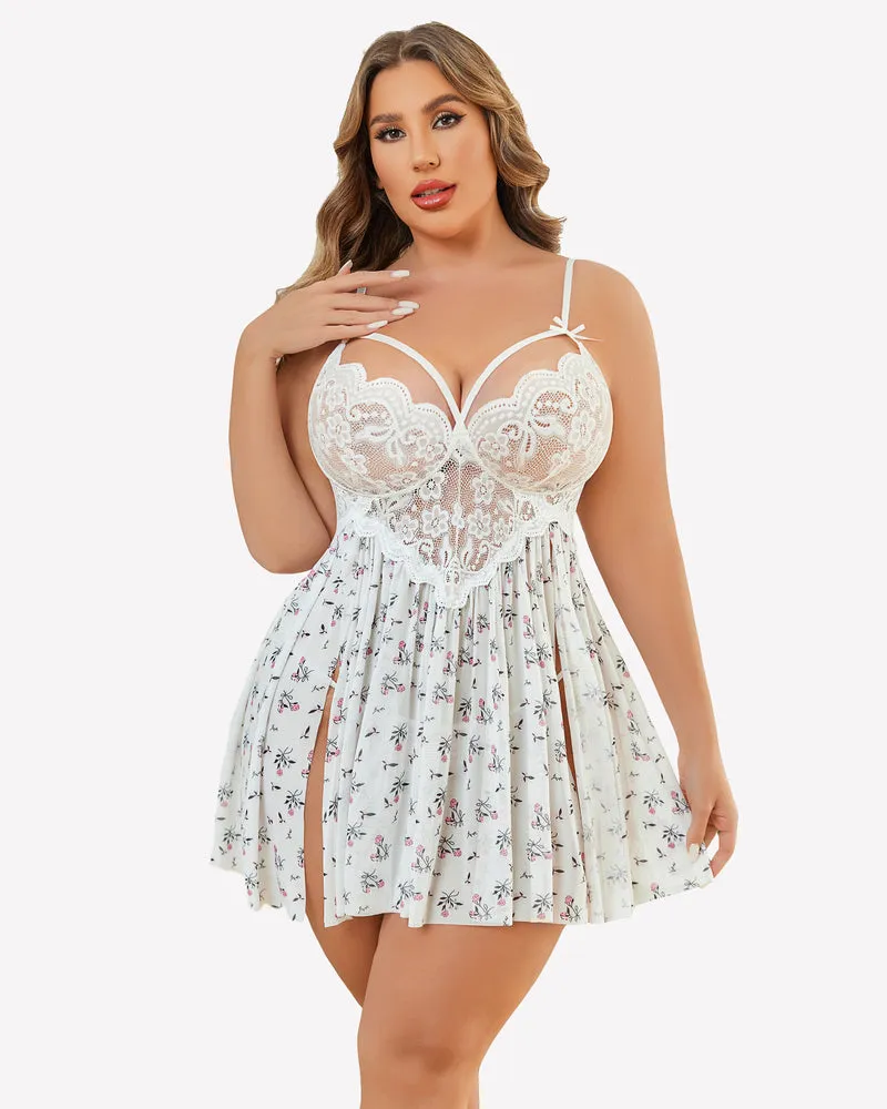 Christmas Plus Size Lace Babydoll