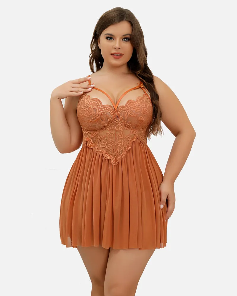 Christmas Plus Size Lace Babydoll