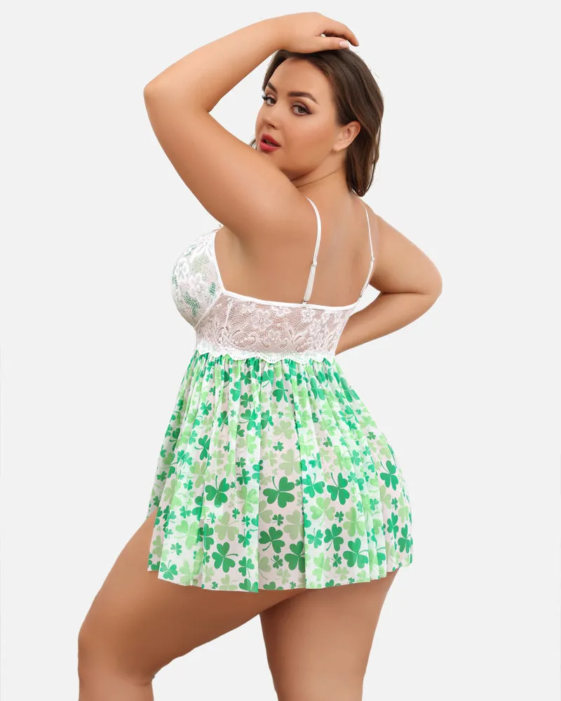 Christmas Plus Size Lace Babydoll