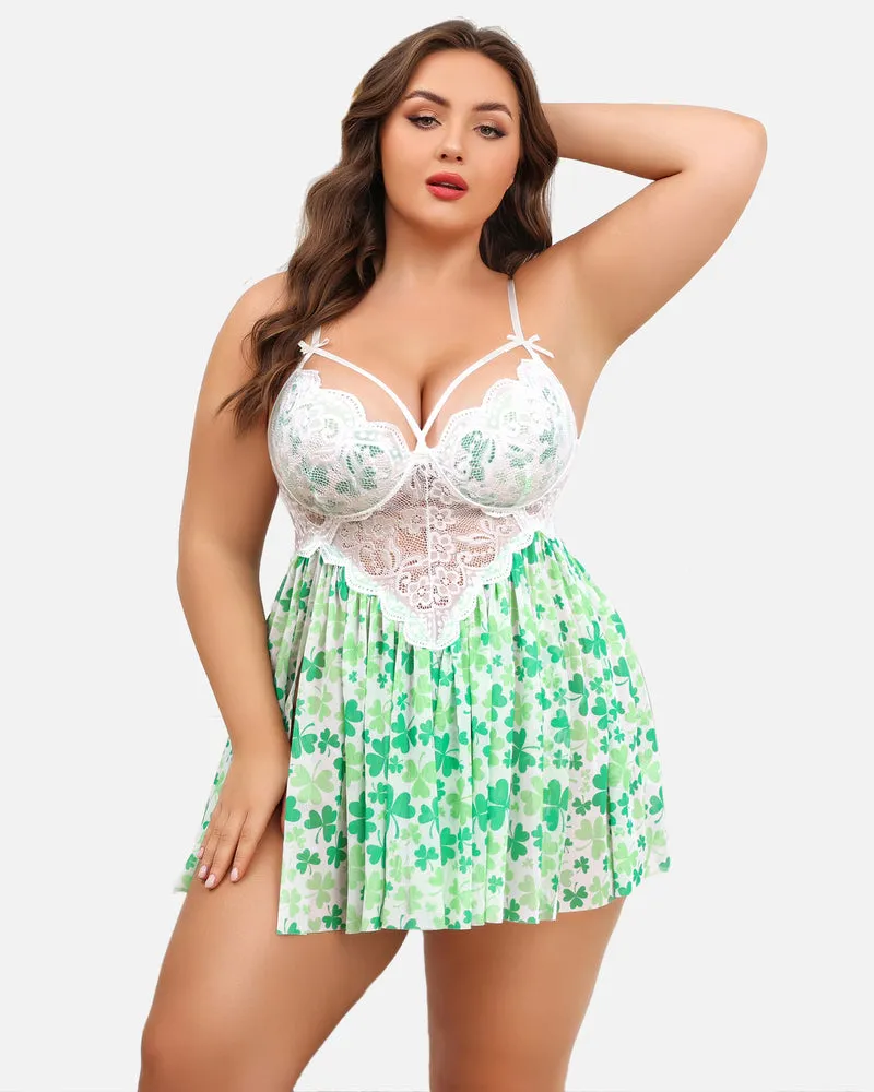 Christmas Plus Size Lace Babydoll