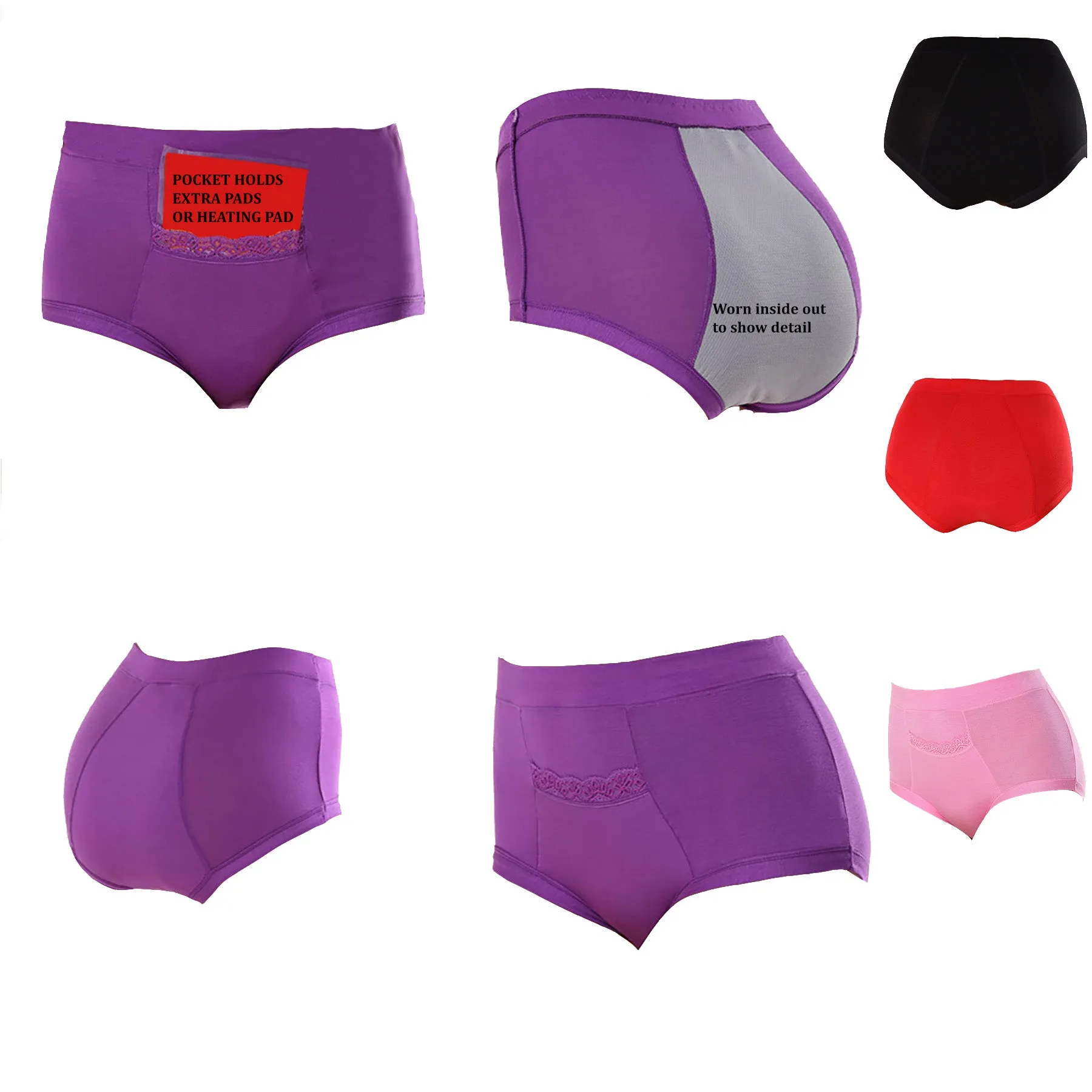 CODE RED Period Panties with Pocket- Red- 3XL