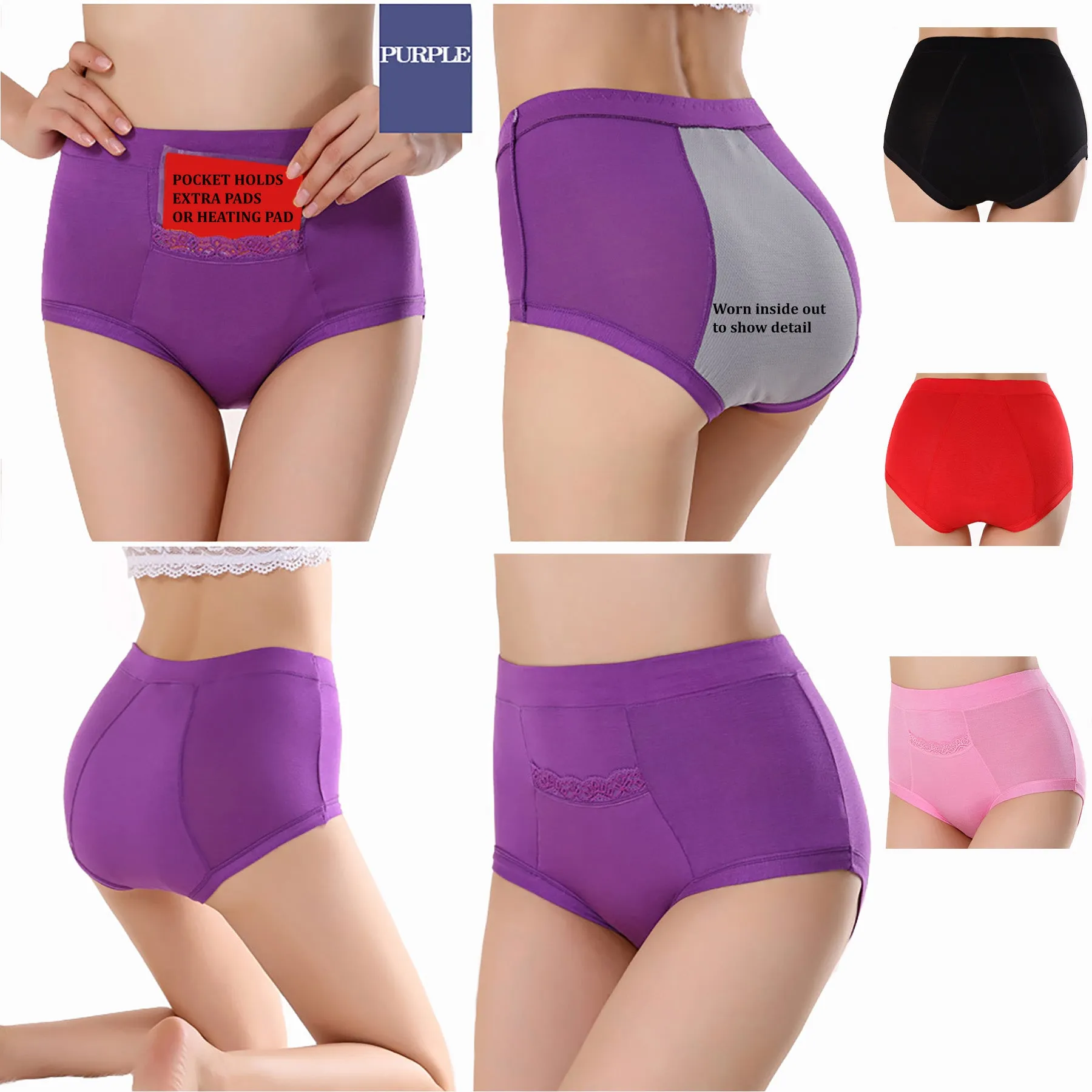 CODE RED Period Panties with Pocket- Red- 3XL