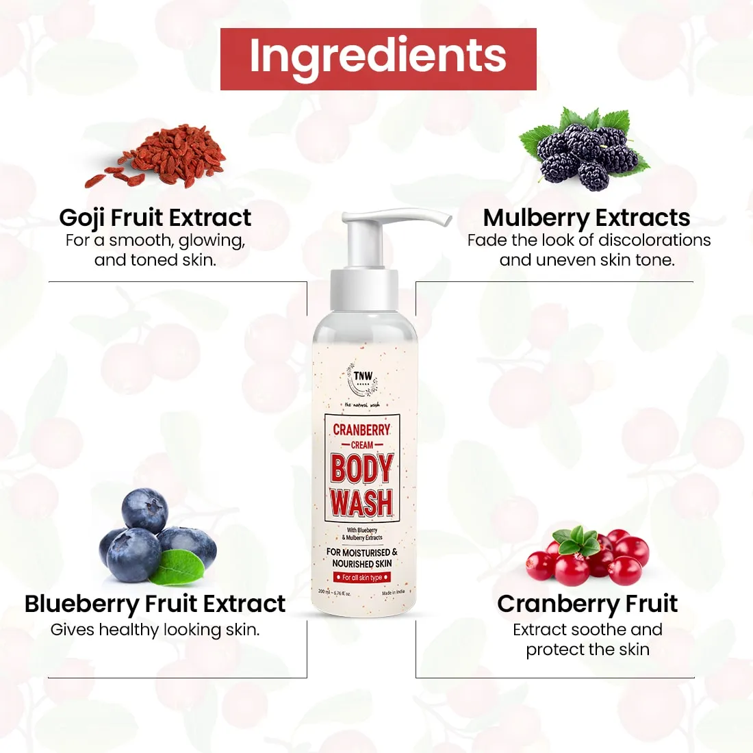 Cranberry Cream Body Wash For skin brightening & skin nourishment .