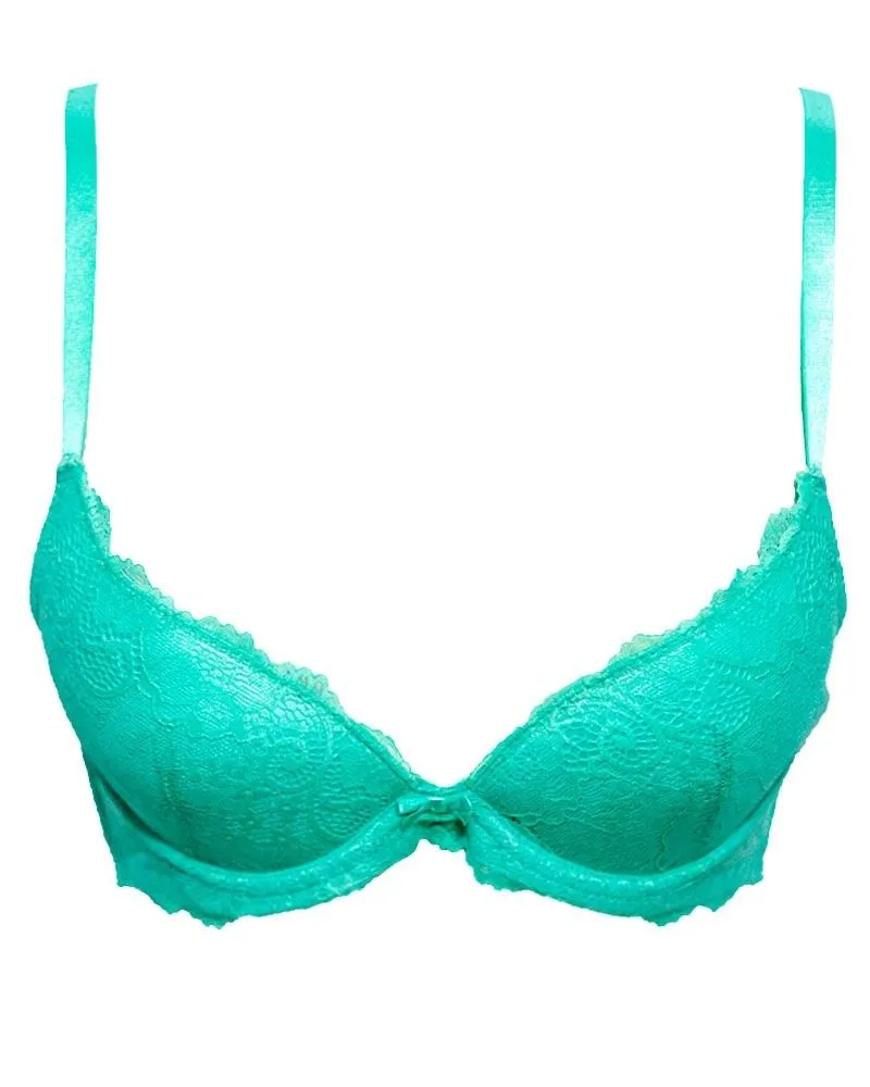 Daifuren 515 Sea Green Embroidered Design - Single Padded,Under Wired Bra