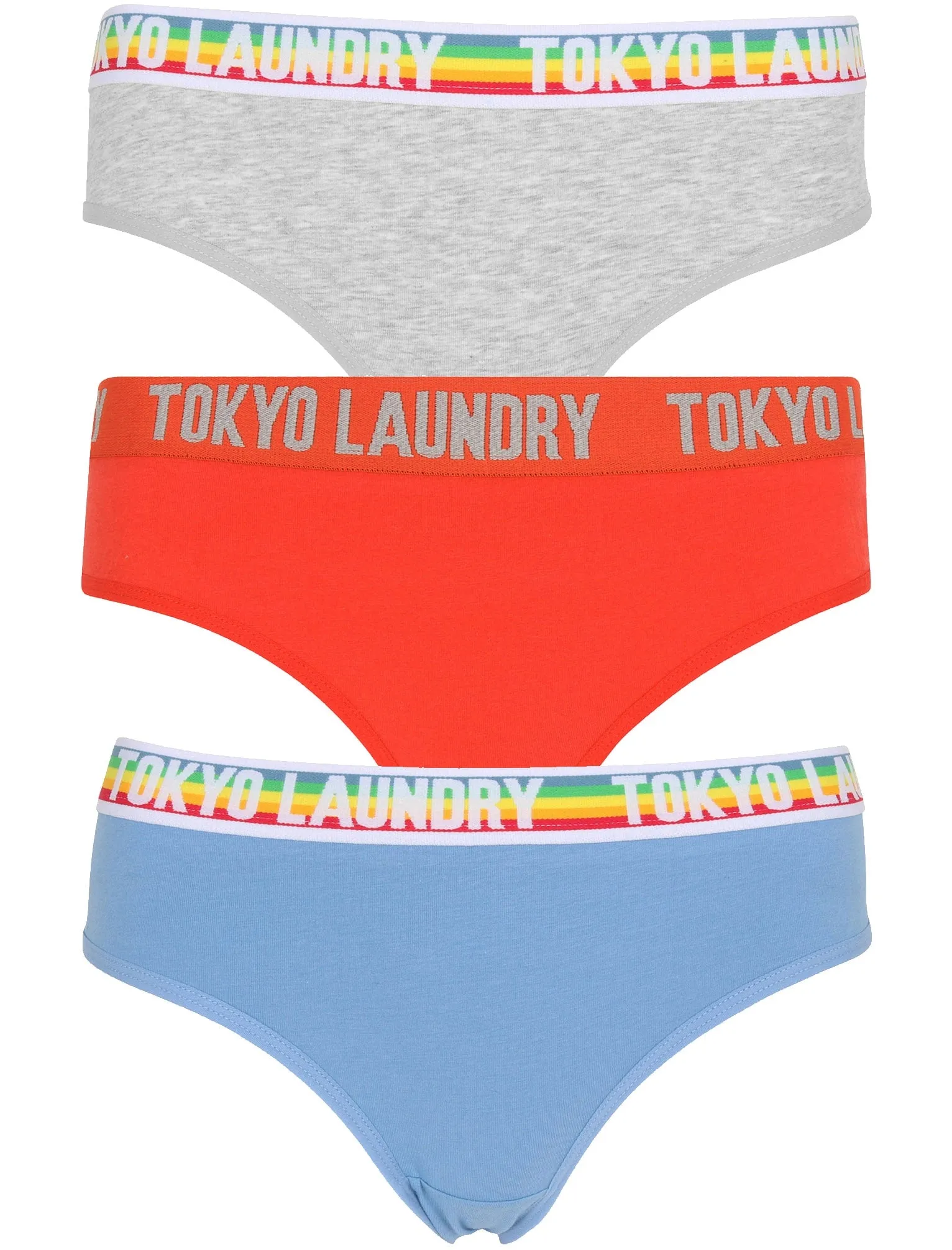 Eyelyn (3 Pack) Assorted Briefs In Silver Lake Blue / Tomato / Grey Marl - Tokyo Laundry