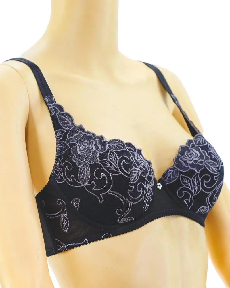 Fancy Embroidered Bra, Non Padded - Underwired Bra - Taiwan Bra - 2022