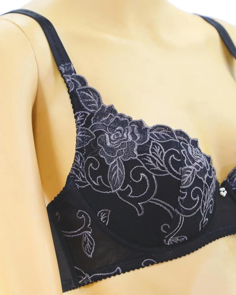 Fancy Embroidered Bra, Non Padded - Underwired Bra - Taiwan Bra - 2022