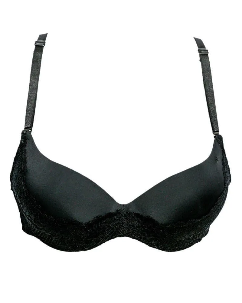 Fancy Pushup L207 Bridal Black Lace Bra - Single Padded,Under Wired Bra - By Sister Hood