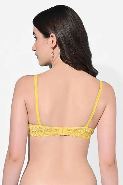 FIMS Fashion Women Cotton Blend Floral Print & Lace Padded Bra Pack of 2 Blue Yellow