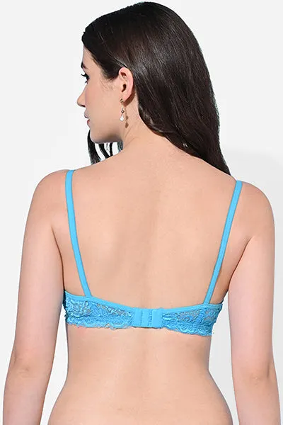 FIMS Fashion Women Cotton Blend Floral Print & Lace Padded Bra Pack of 2 Blue Yellow