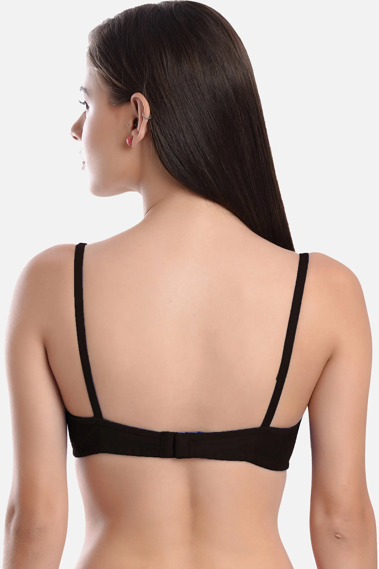 FIMS Fashion Women Cotton Blend Solid Non-Padded Bra Pack of 3 Blue Maroon Black