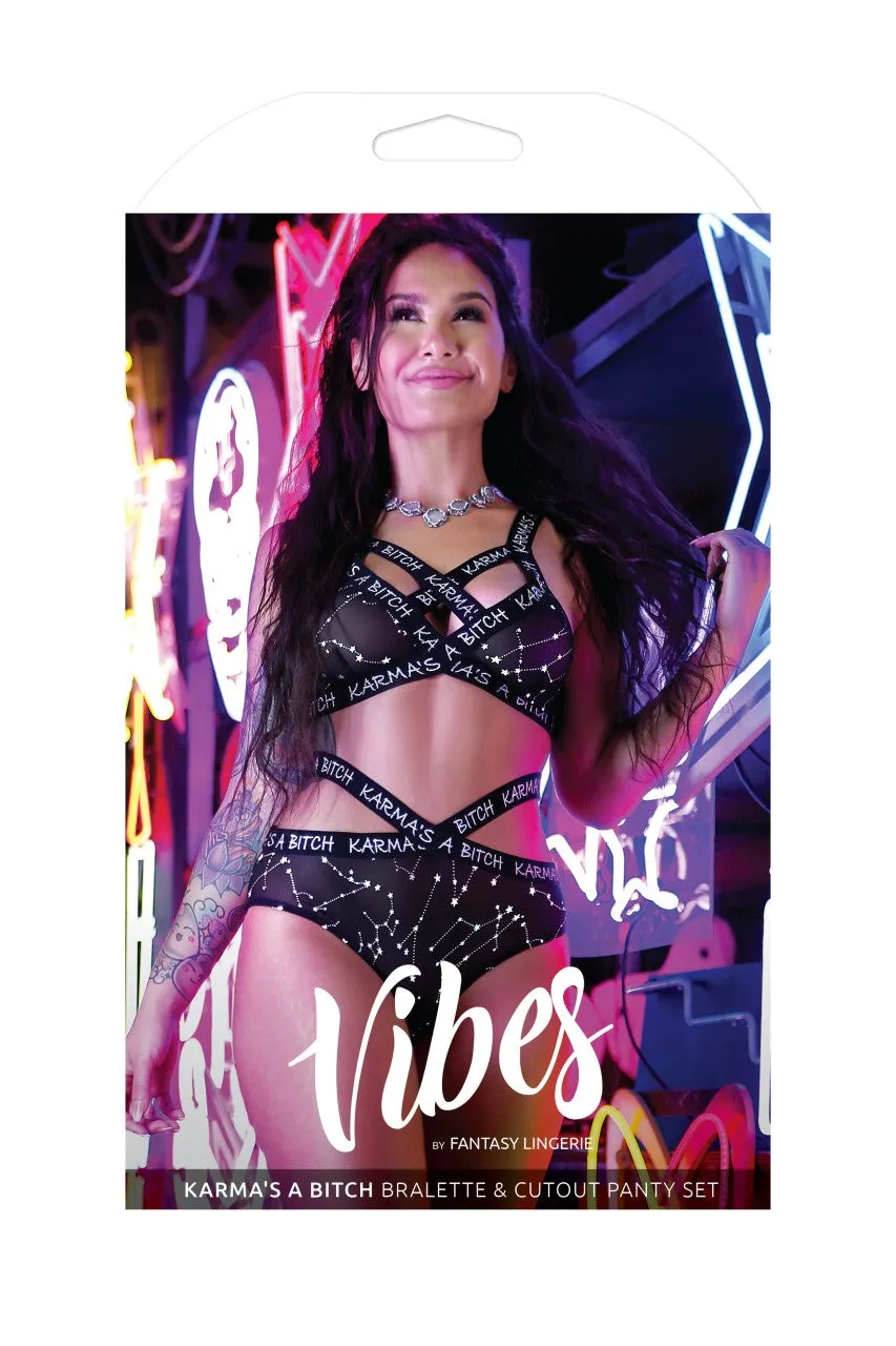 FL-AF908 Sexy Karma's a Bitch Bralette & Cutout Panty Set Fantasy Lingerie
