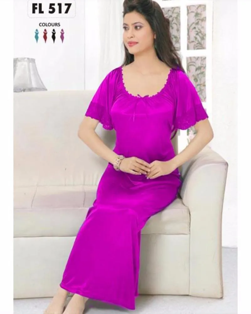 Flourish Long Silk Nightwear - FL-517