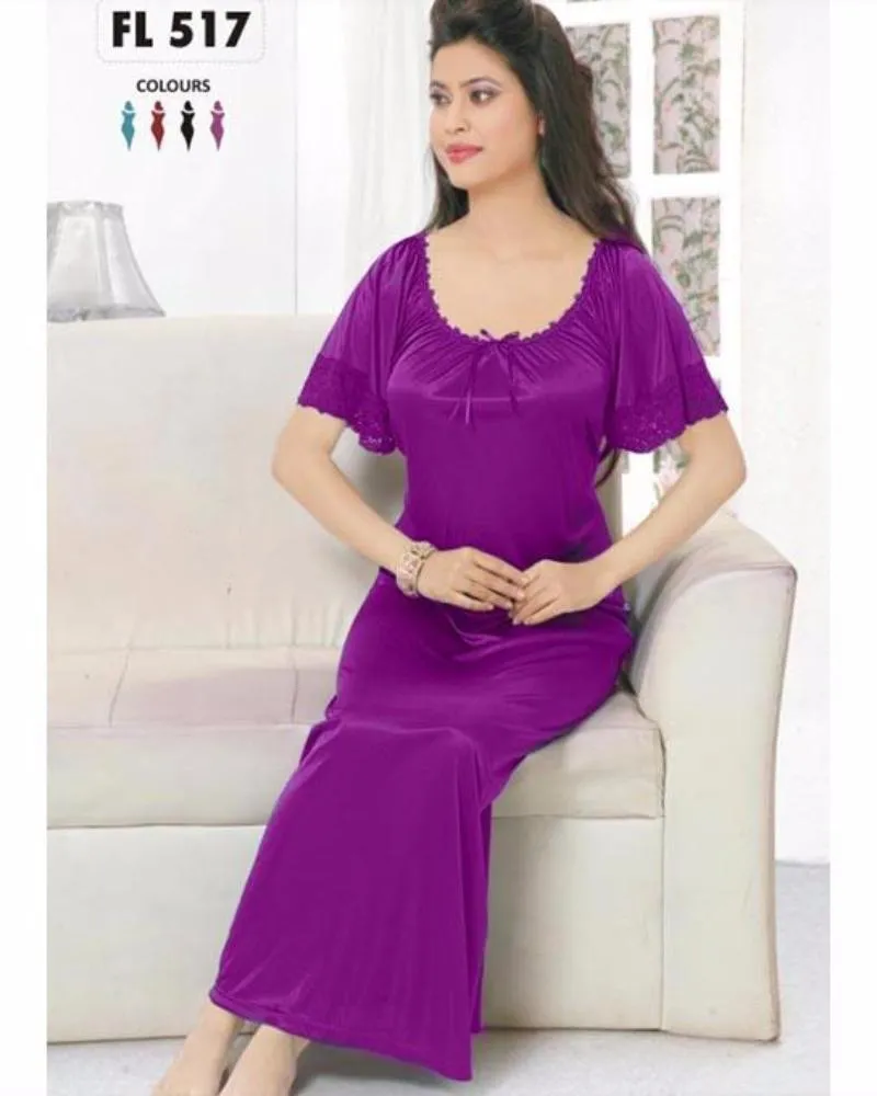 Flourish Long Silk Nightwear - FL-517