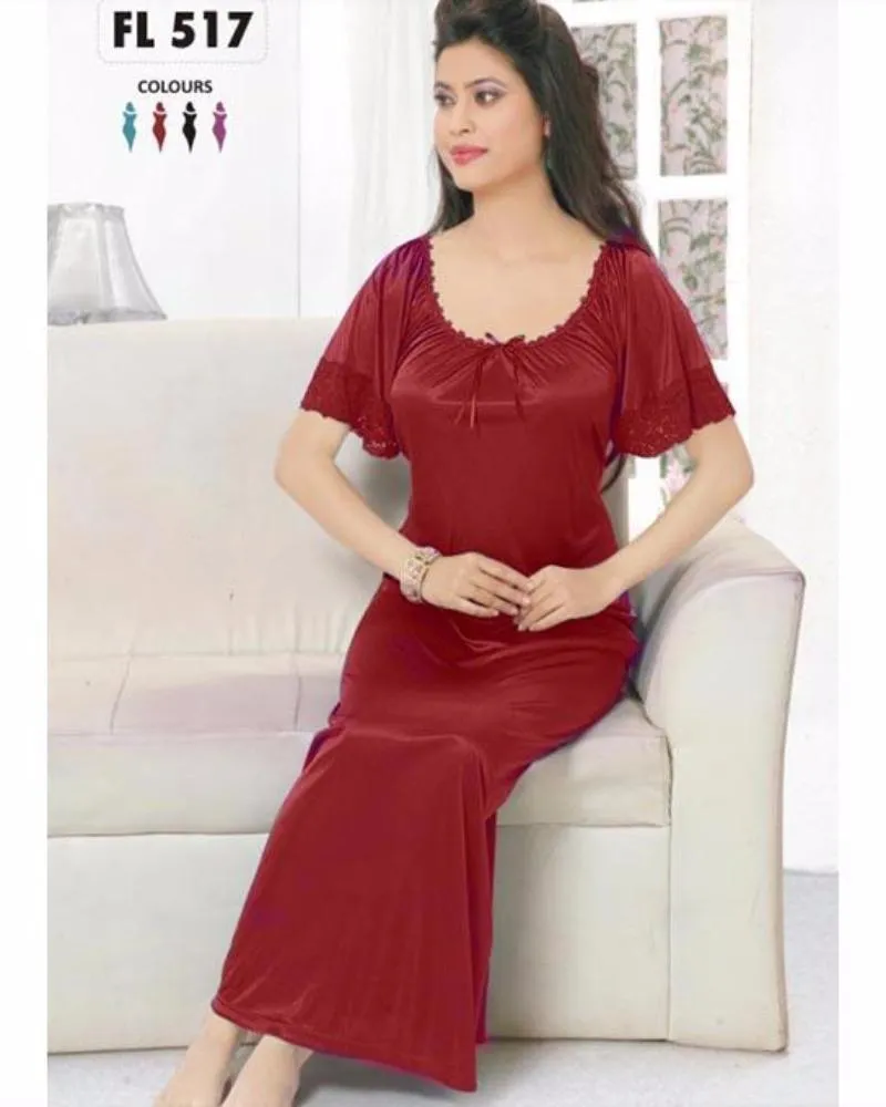 Flourish Long Silk Nightwear - FL-517