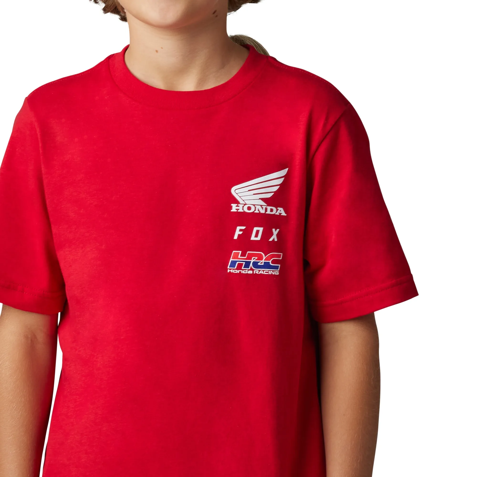 Fox Racing  Youth Honda Short Sleeve Tee T-Shirt Crew Neck Relaxed Fit Flame Red