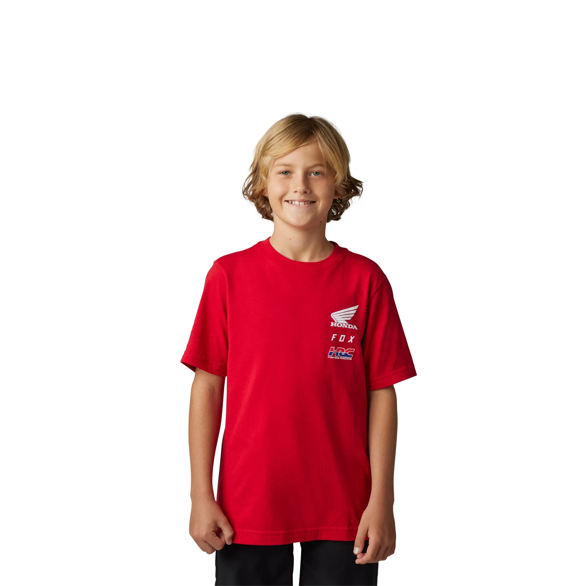 Fox Racing  Youth Honda Short Sleeve Tee T-Shirt Crew Neck Relaxed Fit Flame Red