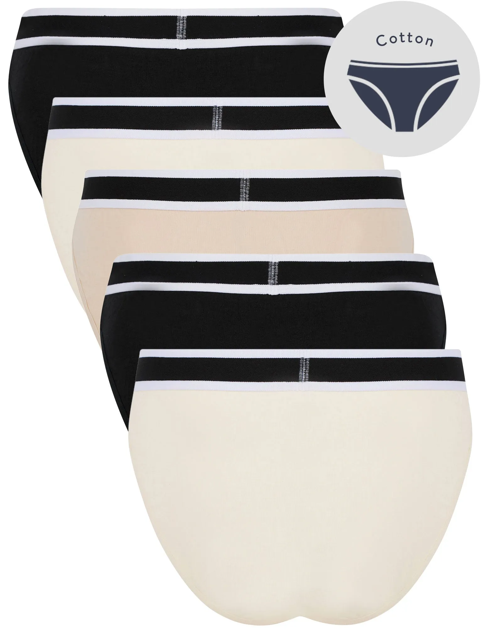 Fran (5 Pack) Cotton Assorted Briefs in Jet Stream / Jet Black / Smoke Gray - Tokyo Laundry