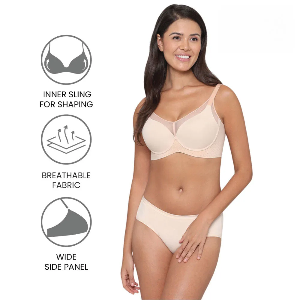 Franca Padded Non-wired Full Cup Everyday Wear Full coverage T-Shirt Bra - Beige