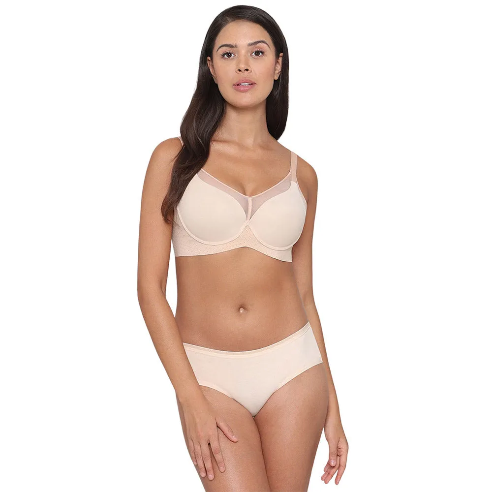 Franca Padded Non-wired Full Cup Everyday Wear Full coverage T-Shirt Bra - Beige