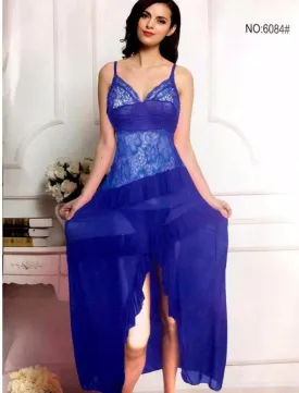 Frill With Long Slit Nighty - 6084