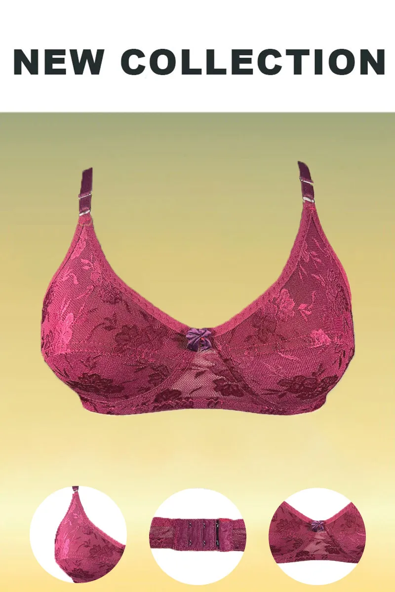 Full Mesh Non Padded Stretchable Bra - Navy