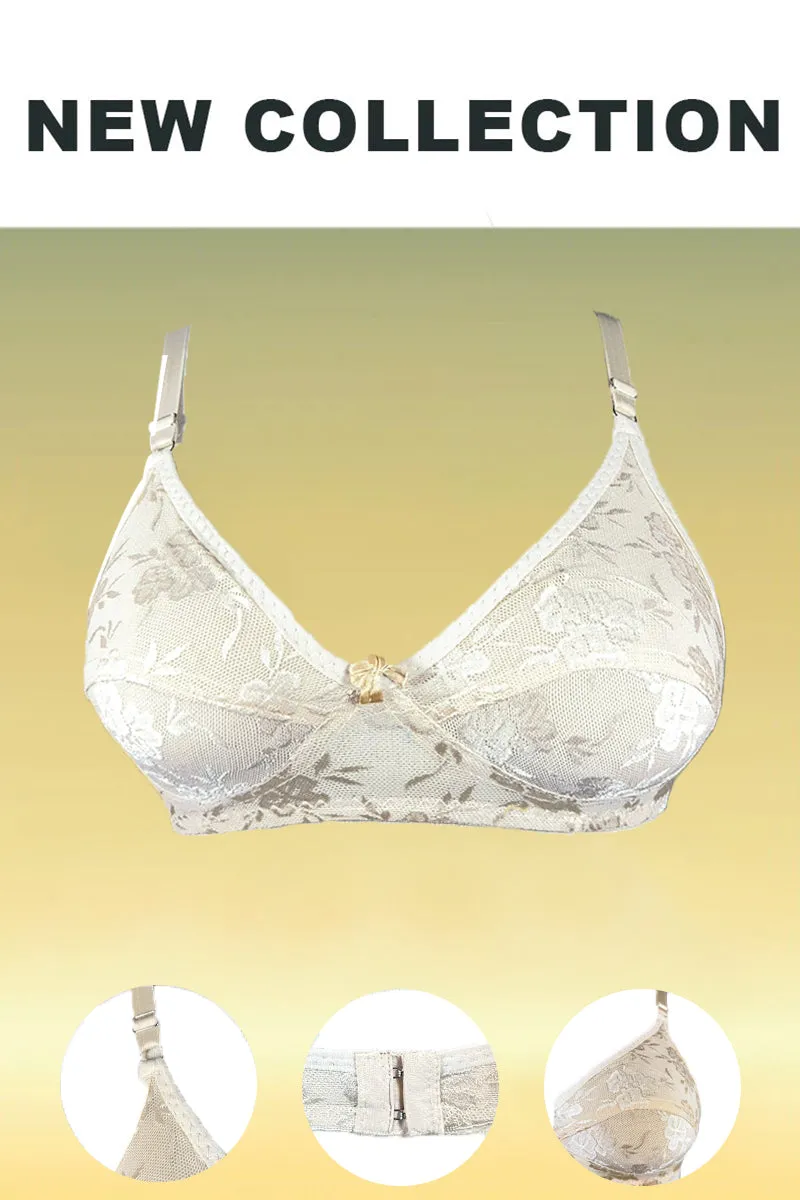 Full Mesh Non Padded Stretchable Bra - Navy